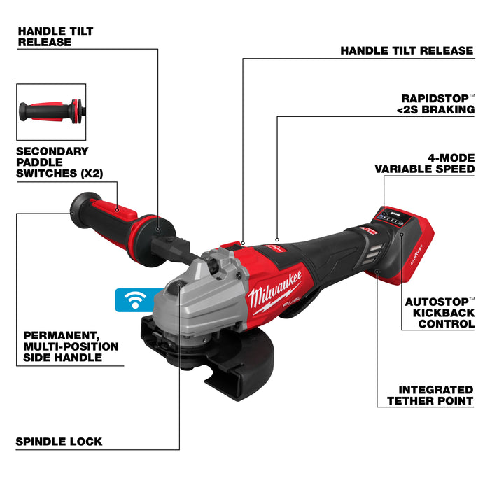 Milwaukee M18 FUEL 4-1/2" - 6" Dual Trigger Braking Grinder w/ Paddle Switch & ONE KEY