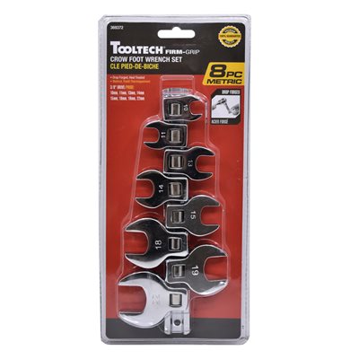 Tooltech 8 pc. Carbon Steel Crow Foot Wrench Set