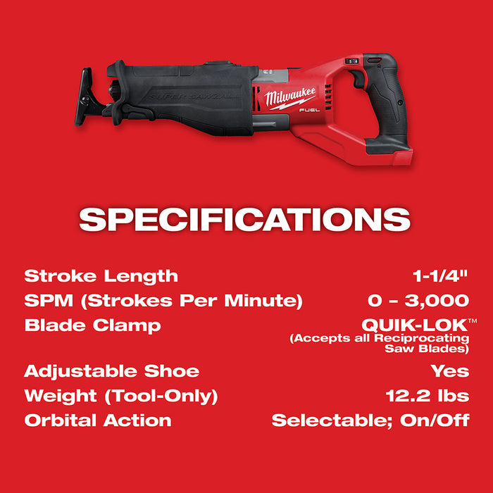 Milwaukee M18 FUEL Cordless SUPER SAWZALL Reciprocating Saw Kit