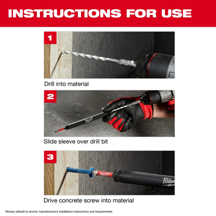 Milwaukee 7PC SHOCKWAVE Multi-Material Drill Bit Concrete Screw Install Kit