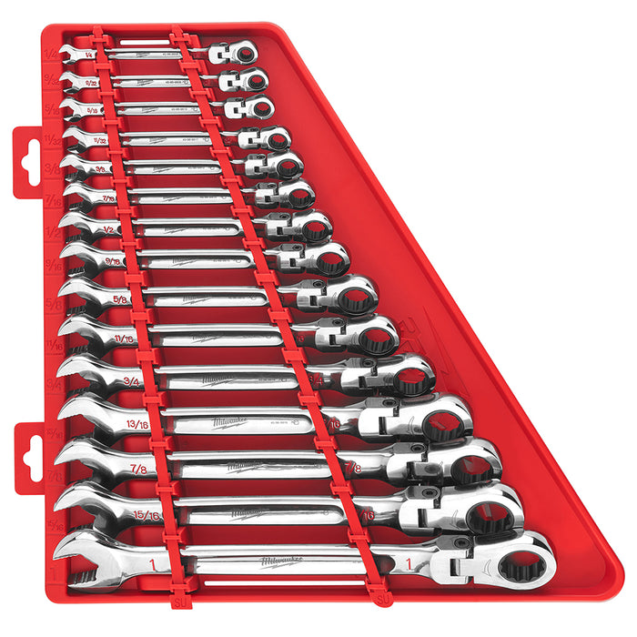 Milwaukee 15 pc. SAE Flex Head Ratcheting Combination Wrench Set