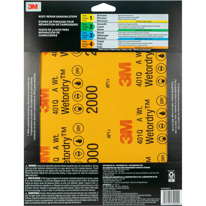 3M™ 5PK Wetordry™ Sandpaper - 9 x 11"