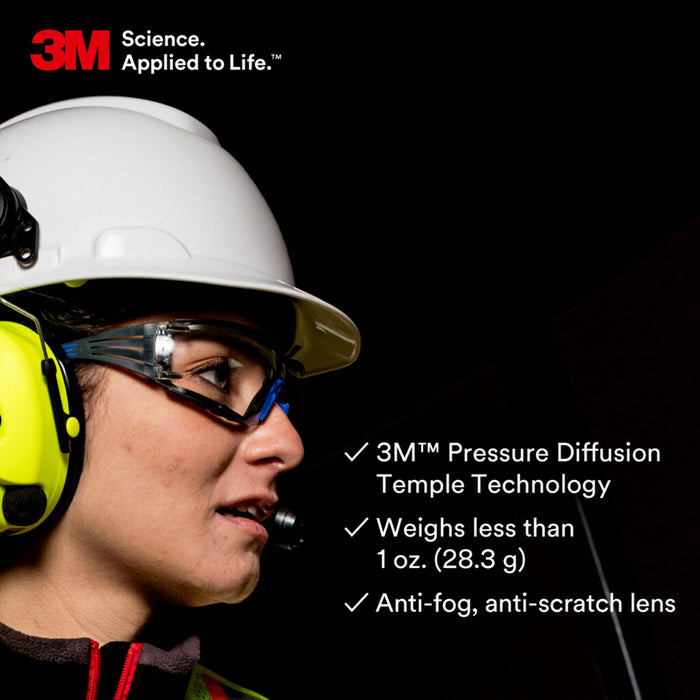 3M™ SecureFit™ Protective Safety Glasses w/ Clear Anit-Fog Lens & Removable Gasket