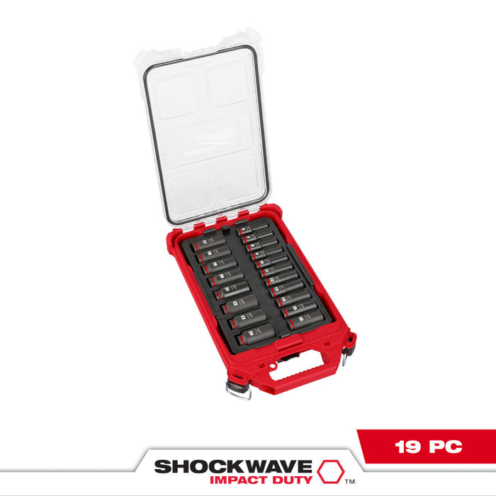 Milwaukee 19PC SHOCKWAVE Impact Duty PACKOUT 3/8" Drive Socket Set - Metric