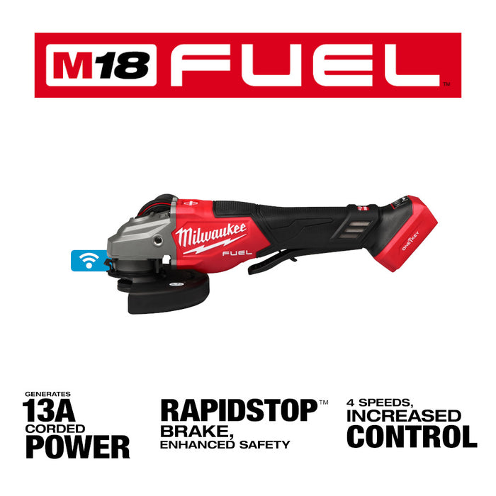 Milwaukee M18 FUEL™ 4-1/2"-6" Variable Speed Braking Grinder w/ Paddle Switch & ONE-KEY™