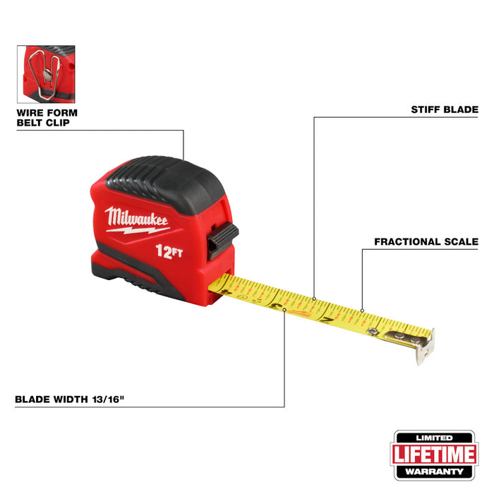 Milwaukee 12ft Compact Tape Measure