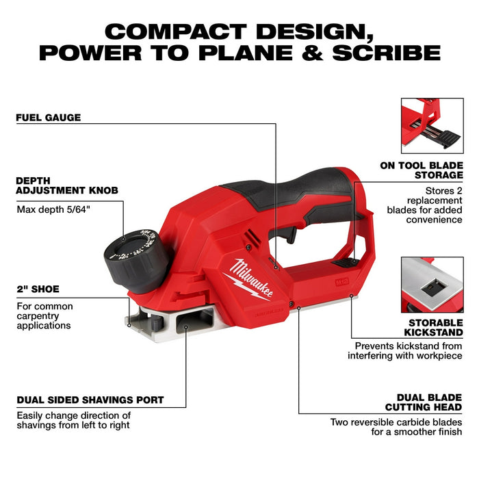 Milwaukee M12 Brushless 2" Planer - Tool Only