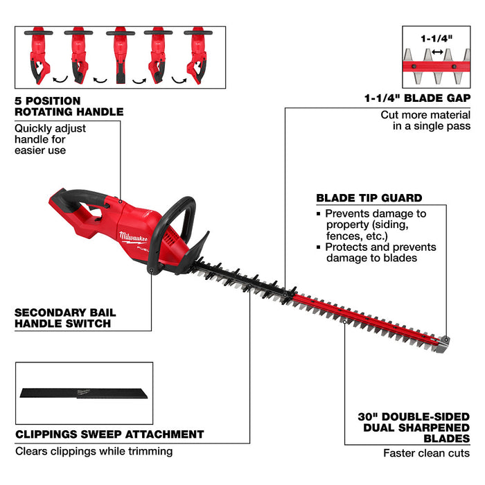 Milwaukee M18 FUEL 30" Cordless Hedge Trimmer - Tool Only