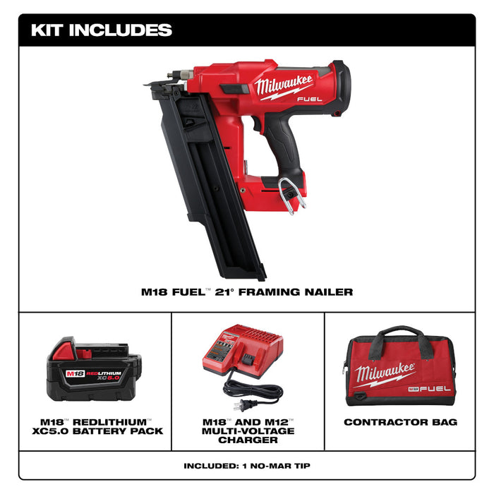 Milwaukee M18 FUEL Cordless 30 Degree Framing Nailer Kit