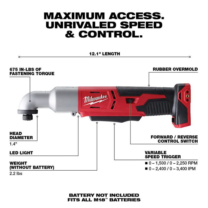 Milwaukee M18 2 Speed 1/4" Right Angle Impact Driver