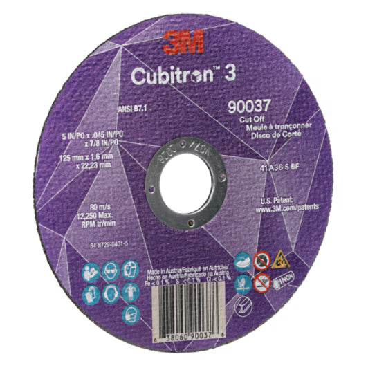 3M Cubitron III 36+ Grit T1 Cut-Off Wheel - 5" x 0.045" x 7/8"