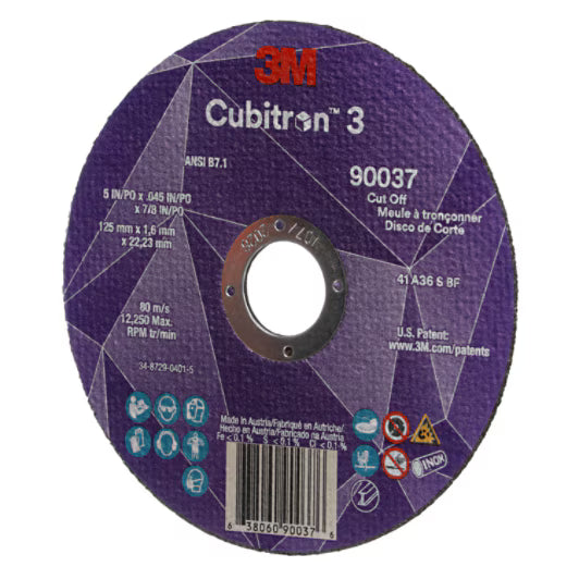 3M Cubitron III 36+ Grit T1 Cut-Off Wheel - 5" x 0.045" x 7/8"