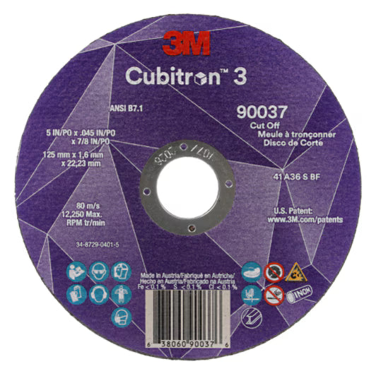 3M Cubitron III 36+ Grit T1 Cut-Off Wheel - 5" x 0.045" x 7/8"