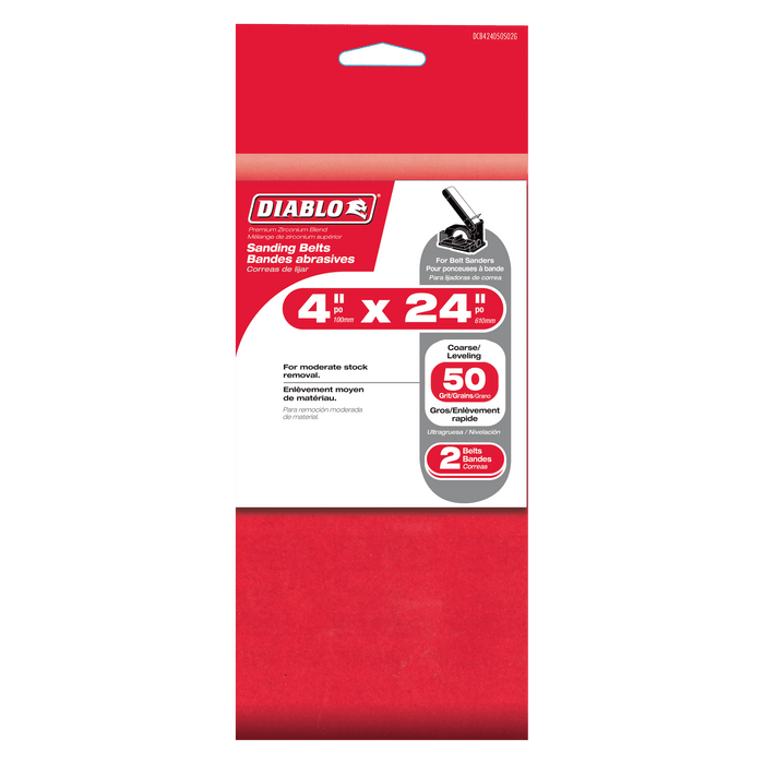 Diablo 2PK Sanding Belts - 4" x 24"