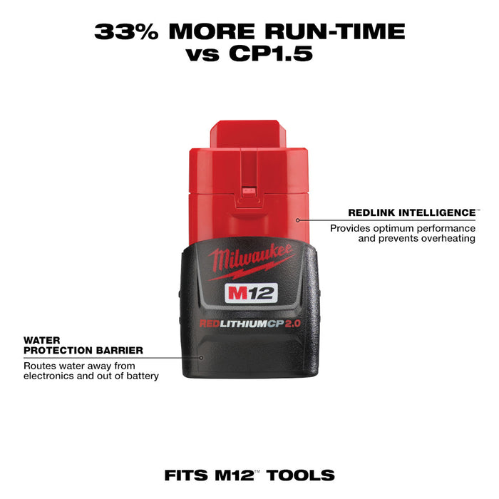 Milwaukee M12 REDLITHIUM 2.0Ah Battery and Charger Starter Kit