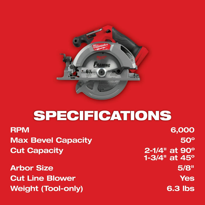 Milwaukee M18 FUEL™ 6-1/2" Circular Saw - Tool Only