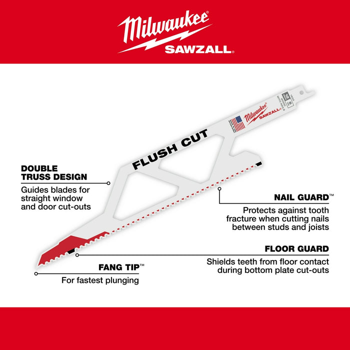 Milwaukee Flush Cut SAWZALL® Blade