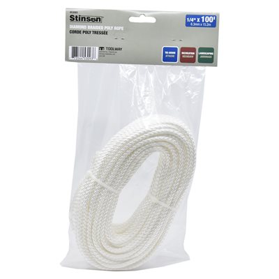 8-Carrier Diamond Braided 1/4" Poly Rope - 100ft