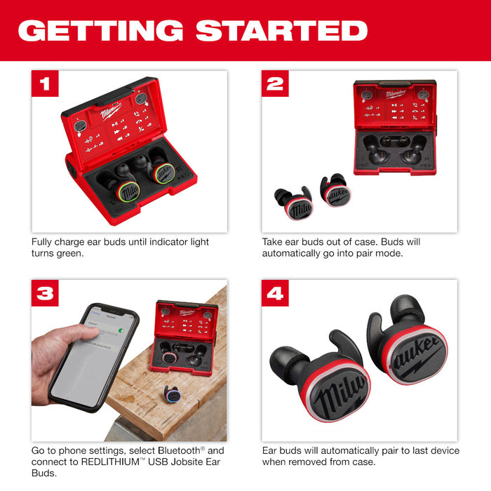 Milwaukee REDLITHIUM USB Bluetooth Jobsite Ear Buds