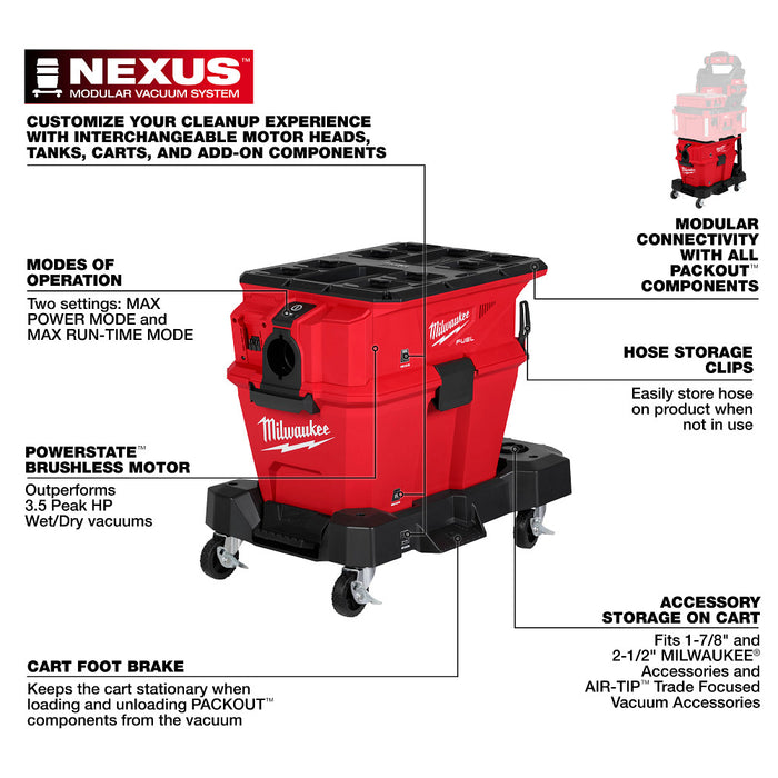 Milwaukee M18 FUEL NEXUS 6 Gal Wet/Dry Vacuum w/ PACKOUT
