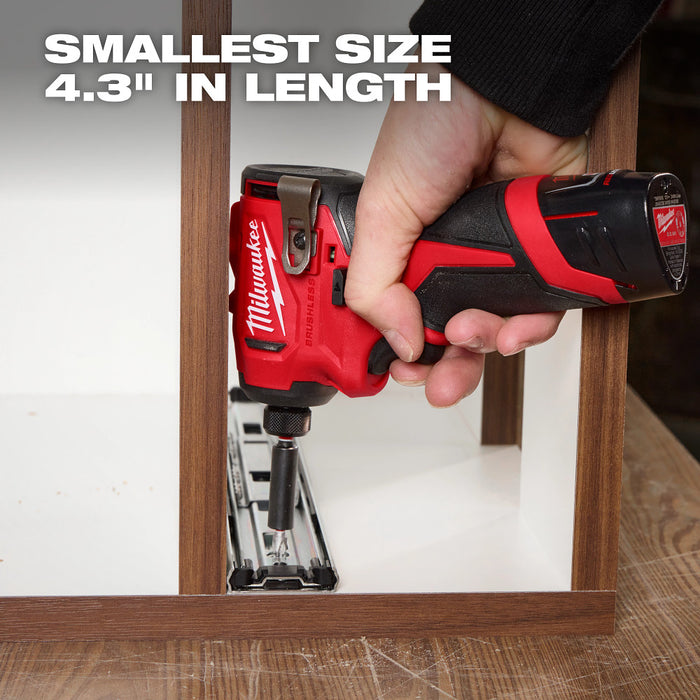 Milwaukee M12 Subcompact Brushless 1/4" Hex Impact Driver Kit