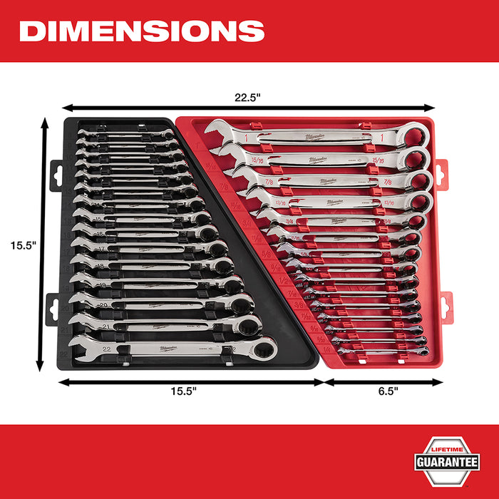 Milwaukee 15PC Ratcheting Combination Wrench Set - SAE