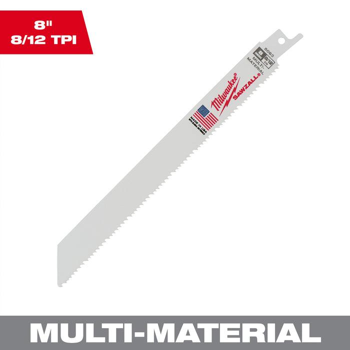 Milwaukee 8" 8/12 TPI SAWZALL Blade for Multi-Material