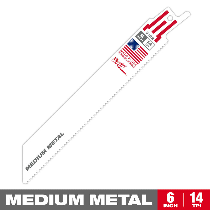 Milwaukee 6" 14 TPI SAWZALL Blade for Medium Metal