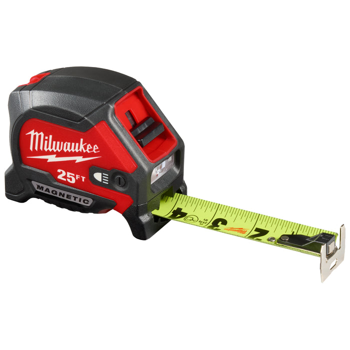 Milwaukee 25ft Magnetic Tape Measure w/ Rechargeable 100L Light
