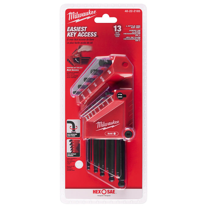 Milwaukee 13-Key Ball End L-Style Hex Key Set - SAE