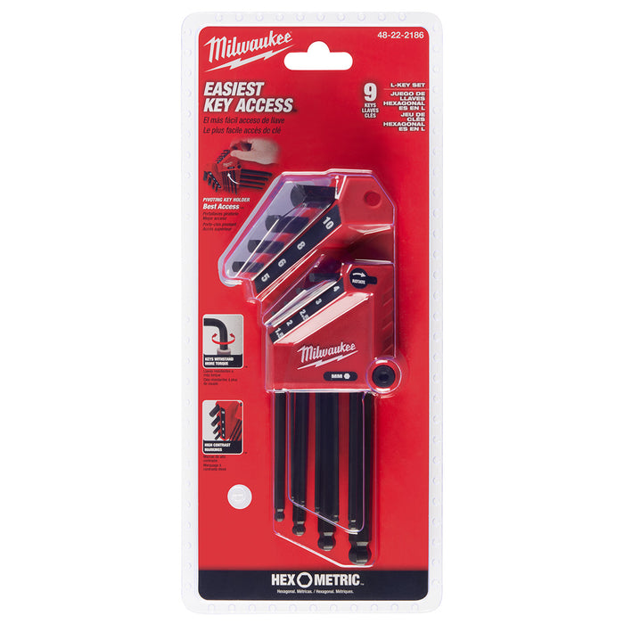 Milwaukee 9-Key Ball End L-Style Hex Key Set - Metric