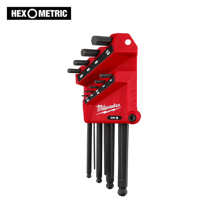 Milwaukee 9-Key Ball End L-Style Hex Key Set - Metric