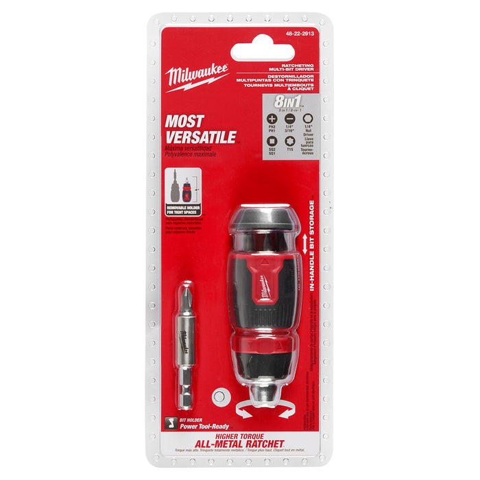 Milwaukee 8-in-1 Ratcheting Compact Multi-Bit Screwdriver