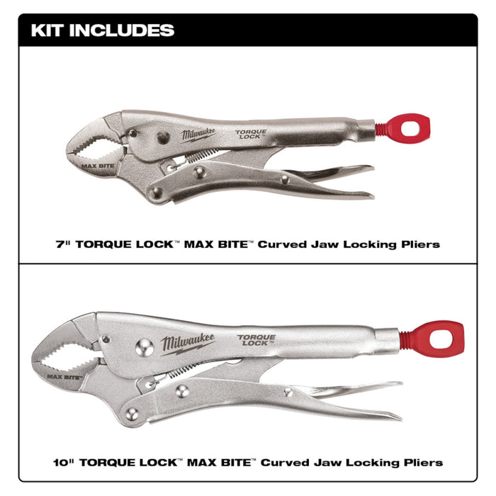 Milwaukee 2 pc. 7" & 10" TORQUE LOCK MAXBITE Locking Pliers Set