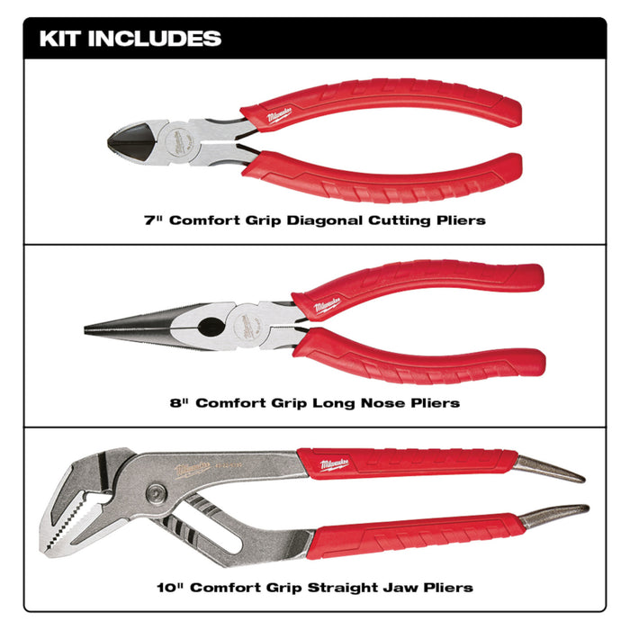Milwaukee 3 pc. Comfort Grip Pliers