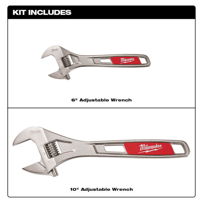 Milwaukee 2 pc. 6" & 10" Adjustable Wrench Set