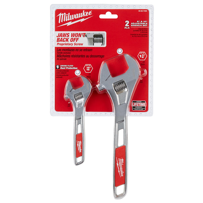 Milwaukee 2 pc. 6" & 10" Adjustable Wrench Set