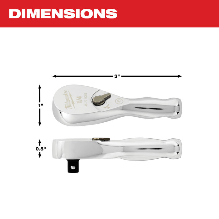 Milwaukee 1/4" Drive Stubby 3" Ratchet