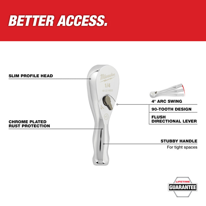 Milwaukee 3/8" Drive Stubby 5" Ratchet