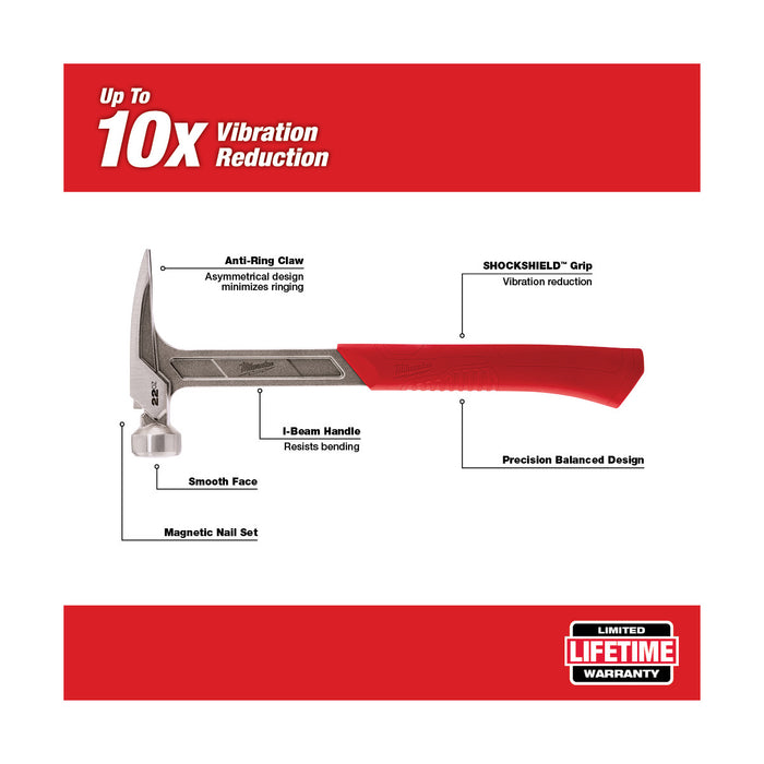 Milwaukee 22 oz. Smooth Face Framing Hammer