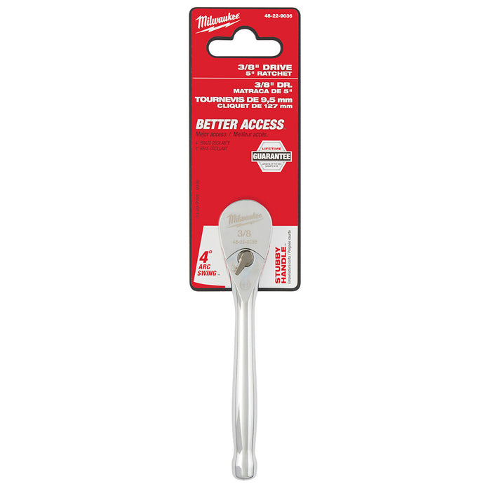 Milwaukee 3/8" Drive Stubby 5" Ratchet