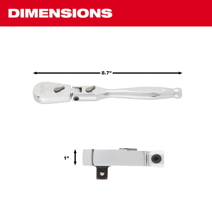 Milwaukee 3/8" Drive 9" Flex Head Ratchet