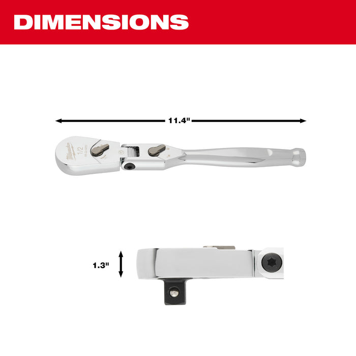 Milwaukee 1/2" Drive 11" Flex Head Ratchet