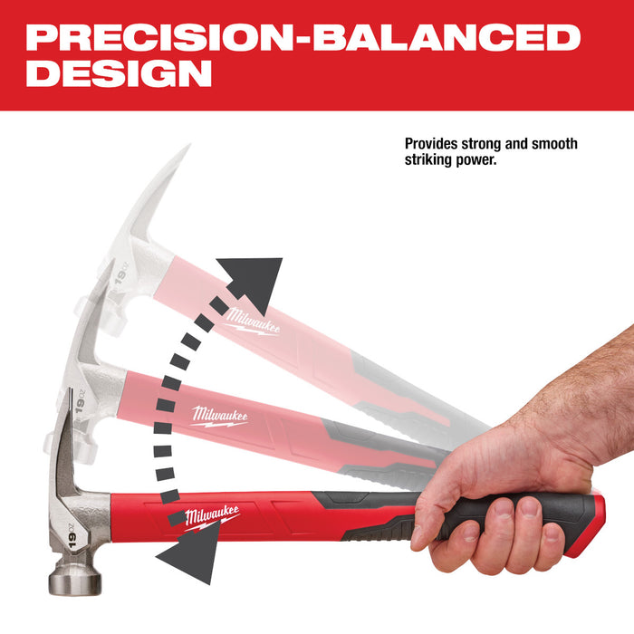 Milwaukee 19 oz. Smooth Face Poly/Fiberglass Handle Hammer