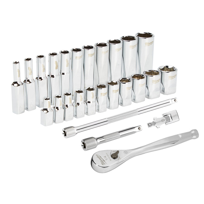 Milwaukee 1/4" Drive 26 pc. Ratchet & Socket Set - SAE