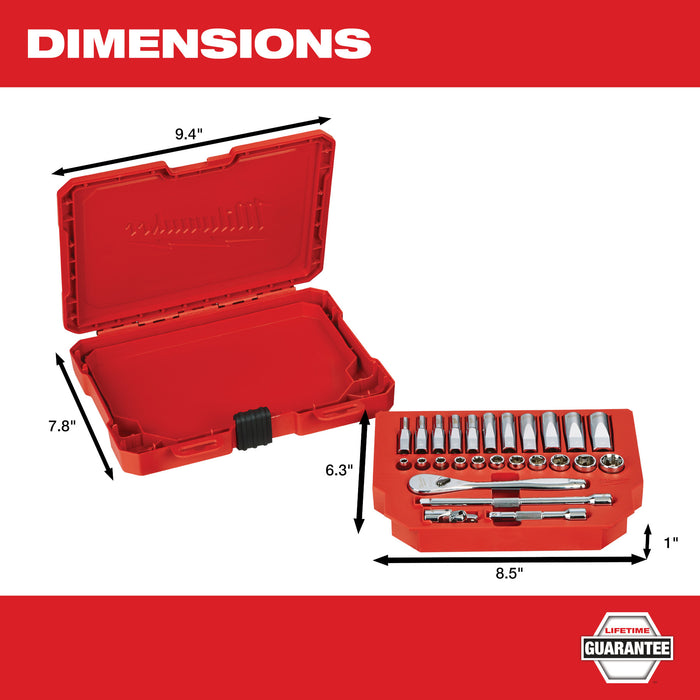 Milwaukee 1/4" Drive 26 pc. Ratchet & Socket Set - SAE