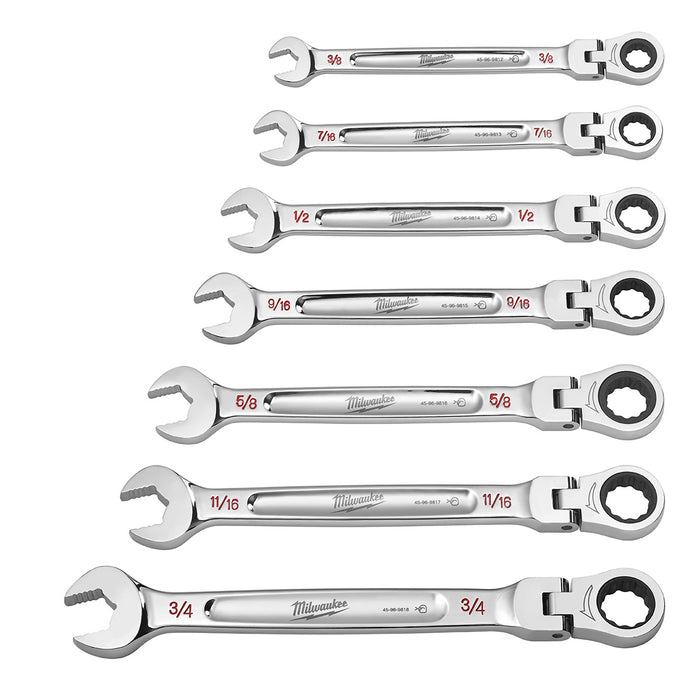 Milwaukee 7 pc. SAE Flex Head Combination Wrenches