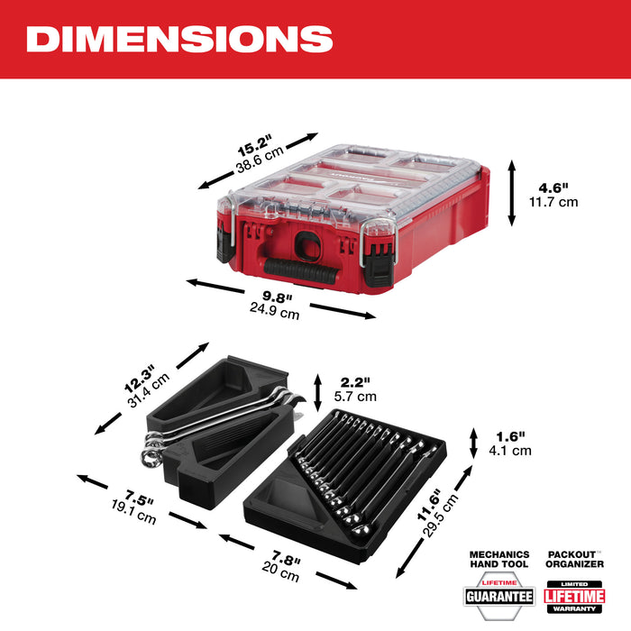 Milwaukee 15 pc. Metric Combination Wrench Set w/ PACKOUT™ Compact Organizer