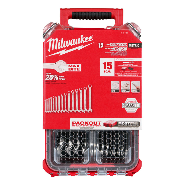 Milwaukee 15 pc. Metric Combination Wrench Set w/ PACKOUT™ Compact Organizer