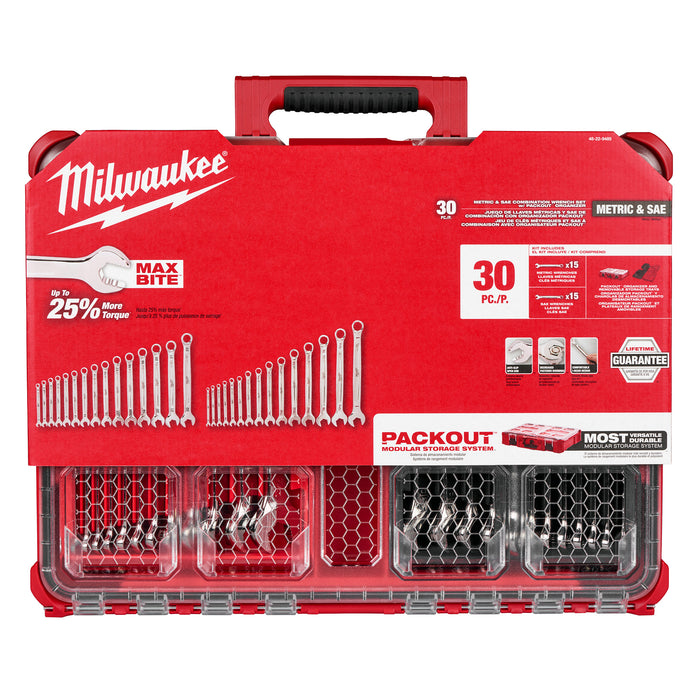 Milwaukee 30 pc. Metric & SAE Combination Wrench Set w/ PACKOUT Organizer